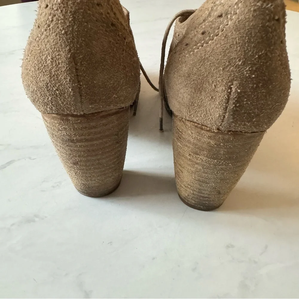 ALLSAINTS SPITAFIELDS Heeled Oxford Wingtip Suede Lace Up • size 38 (7.5) - Picture 10 of 16